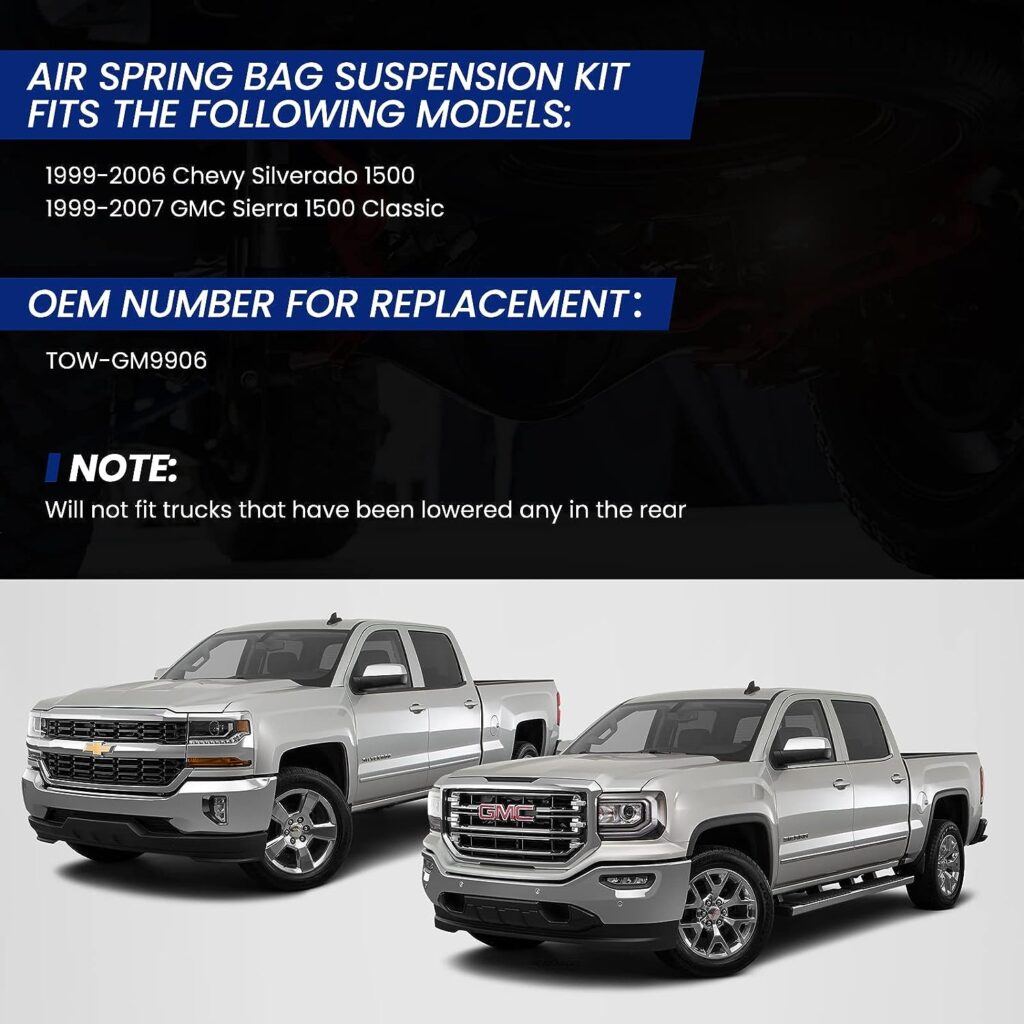 KEIYSHOLCK Air Spring Bag Suspension Kit 5000lbs Compatible with Chevy Silverado 1500 1999-2006, GMC Sierra 1500 Classic 1999-2007 TOW-GM9906 KEIYSHOLCK Air Spring Bag Suspension Kit 5000lbs Compatible with Chevy Silverado 1500 1999-2006, GMC Sierra 1500 Classic 1999-2007 TOW-GM9906