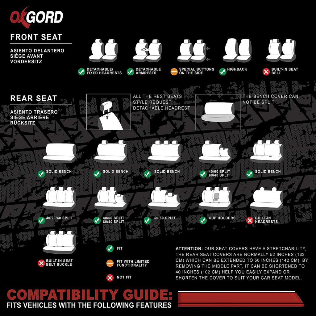 OxGord Car Seat Cover - PU Leather Two Toned Front Low Bucket 50-50 60-40 Rear Split Bench - Universal Fit Cars, Trucks, SUVs, Vans - 10 pc Complete Full Set OxGord Car Seat Cover - PU Leather Two Toned Front Low Bucket 50-50 60-40 Rear Split Bench - Universal Fit Cars, Trucks, SUVs, Vans - 10 pc Complete Full Set